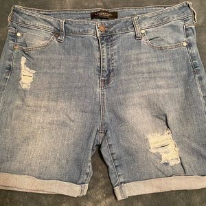 midi denim shorts